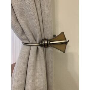 Pair Vintage Tiffany Style Brass Glass Drape Curtain Tieback Holders Towel Hook